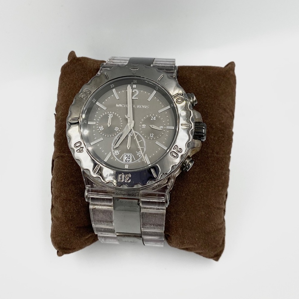 Michael Kors Dark Grey/Clear Stainless Steel Watch